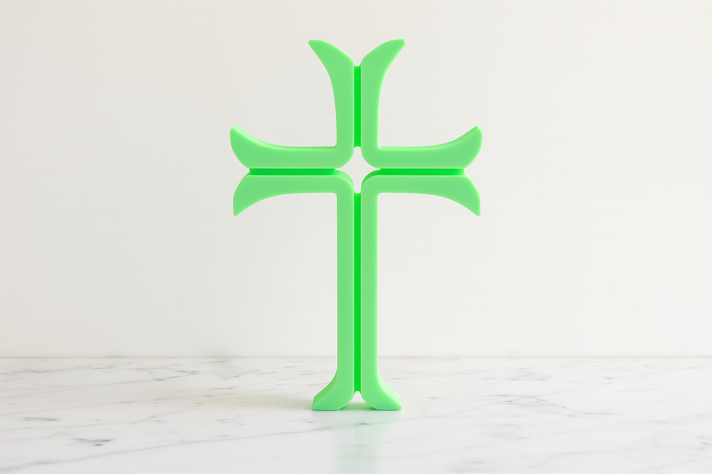 Glow-in-the-Dark Green Cross – Contemporary Cross Art Piece