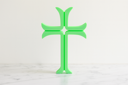 Glow-in-the-Dark Green Cross – Contemporary Cross Art Piece