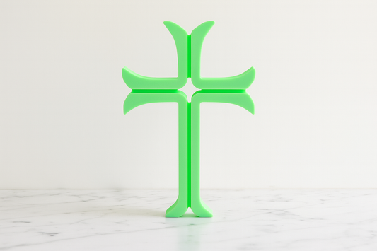 Glow-in-the-Dark Green Cross – Contemporary Cross Art Piece