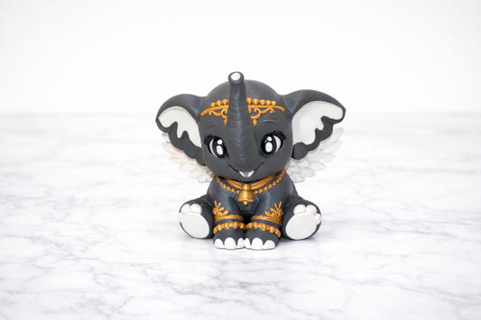 Indian Elephant Angel Figurine – Hand-Painted Spiritual Home Decor