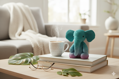 Decorative Figurine “Lucky Elephant” – Blue & Purple Gradient Sculpture