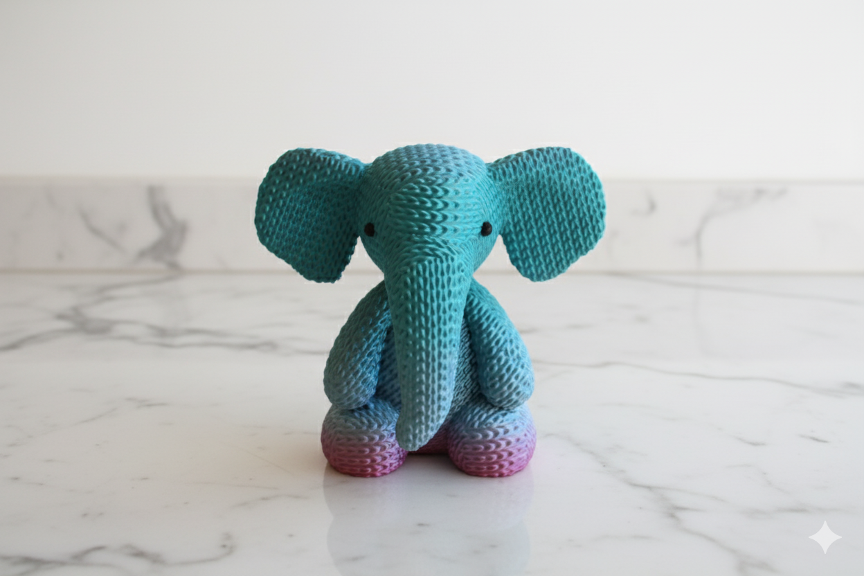 Decorative Figurine “Lucky Elephant” – Blue & Purple Gradient Sculpture