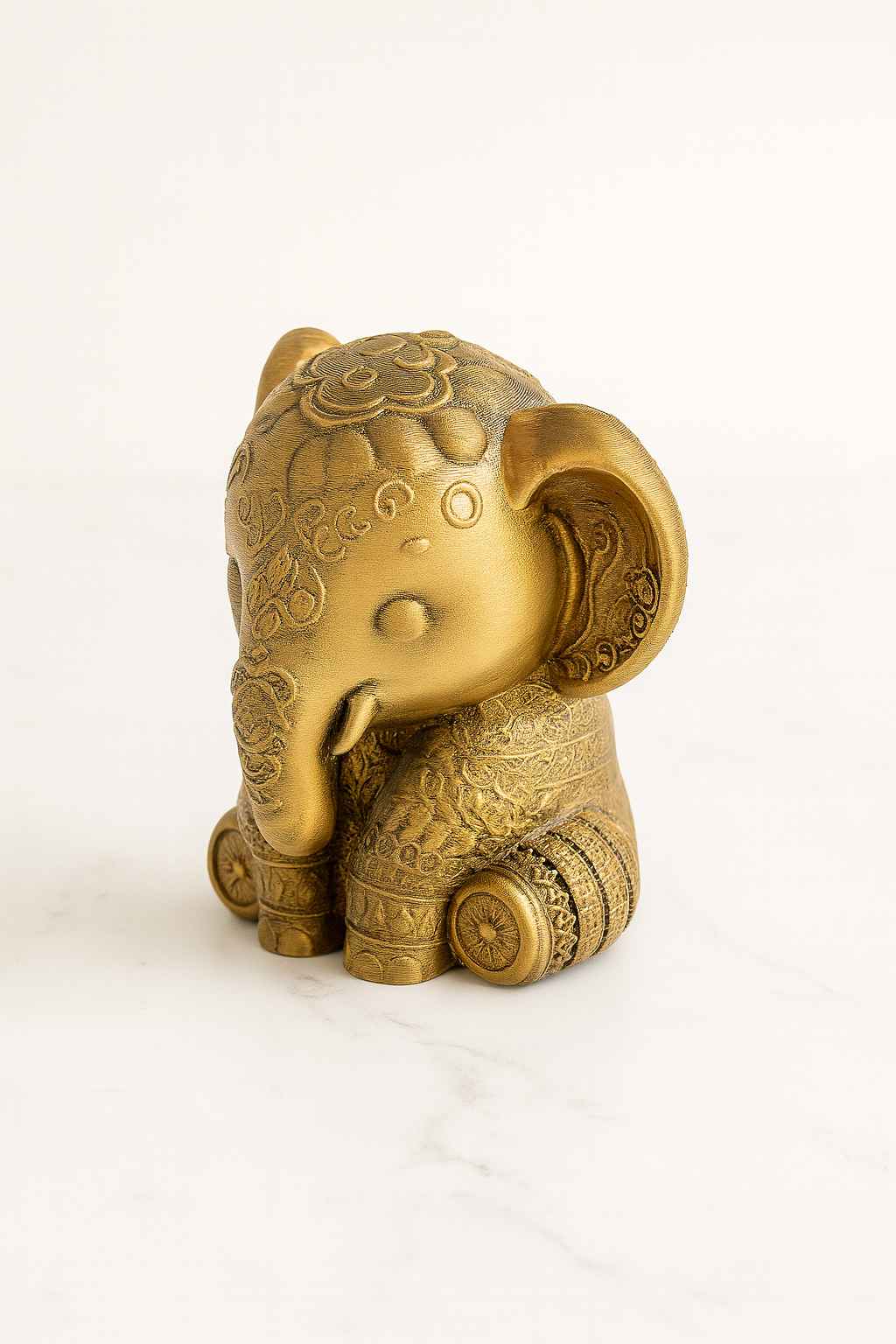Golden Elephant Figurine – Hand-Painted Ornamental Sculpture