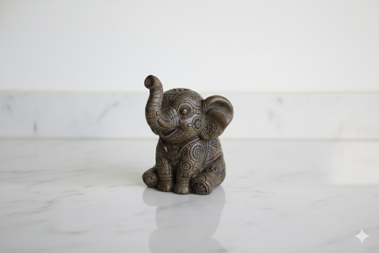 Hand-Painted Grey Elephant Figurine –  Decorative Sculpture