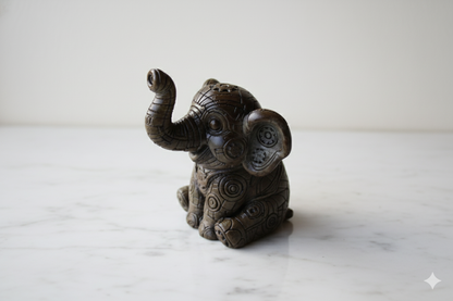 Hand-Painted Grey Elephant Figurine –  Decorative Sculpture