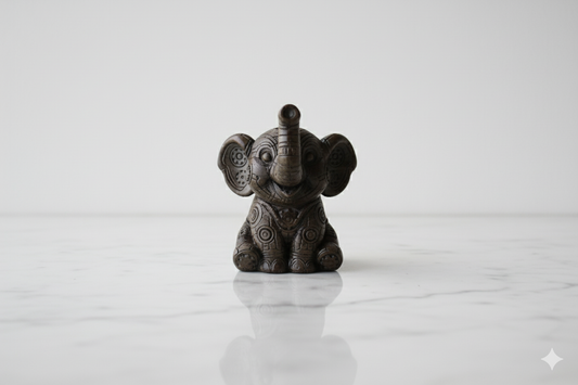 Hand-Painted Grey Elephant Figurine –  Decorative Sculpture
