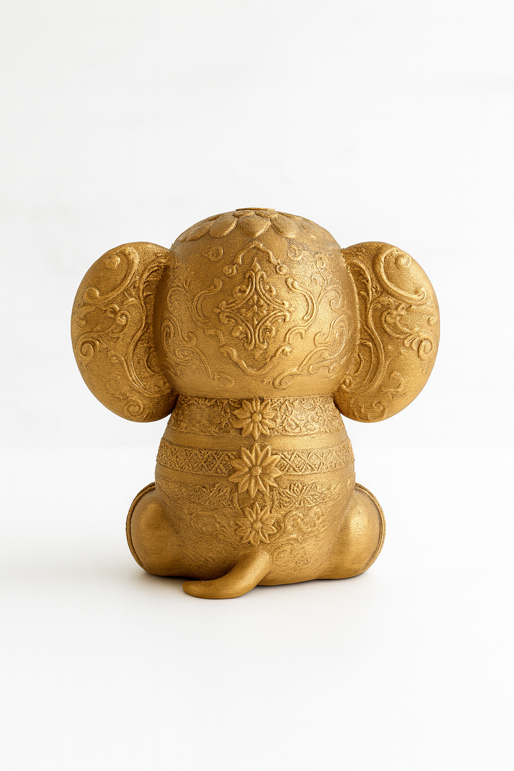 Golden Elephant Figurine – Hand-Painted Ornamental Sculpture