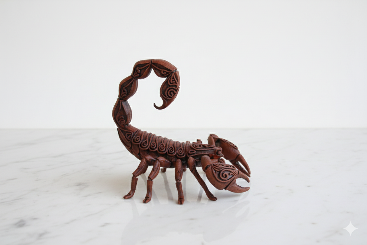 Hand-Painted Brown Scorpion Figurine – Tribal Decorative Sculpture