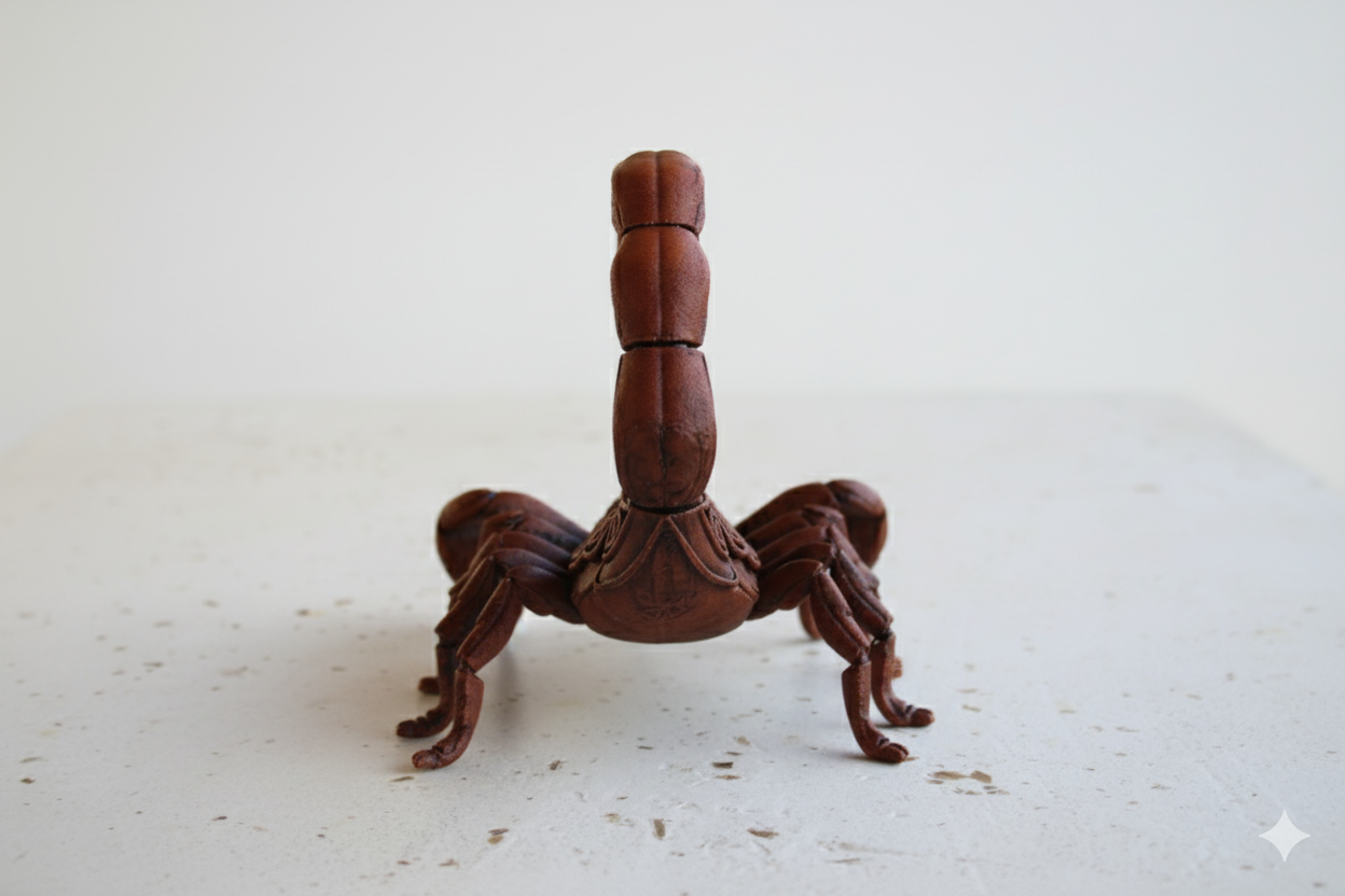 Hand-Painted Brown Scorpion Figurine – Tribal Decorative Sculpture