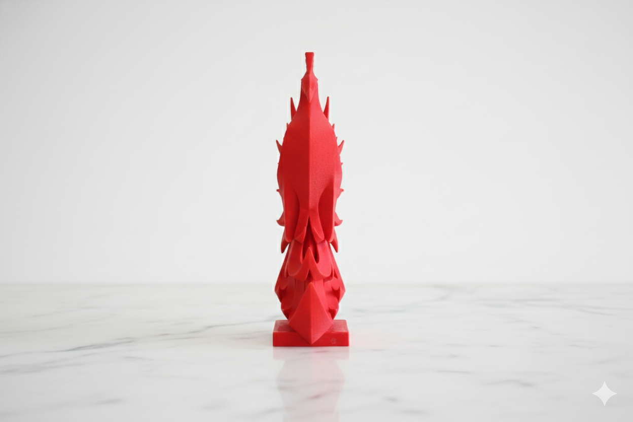 Red Phoenix Sculpture – Modern Decorative Figurine