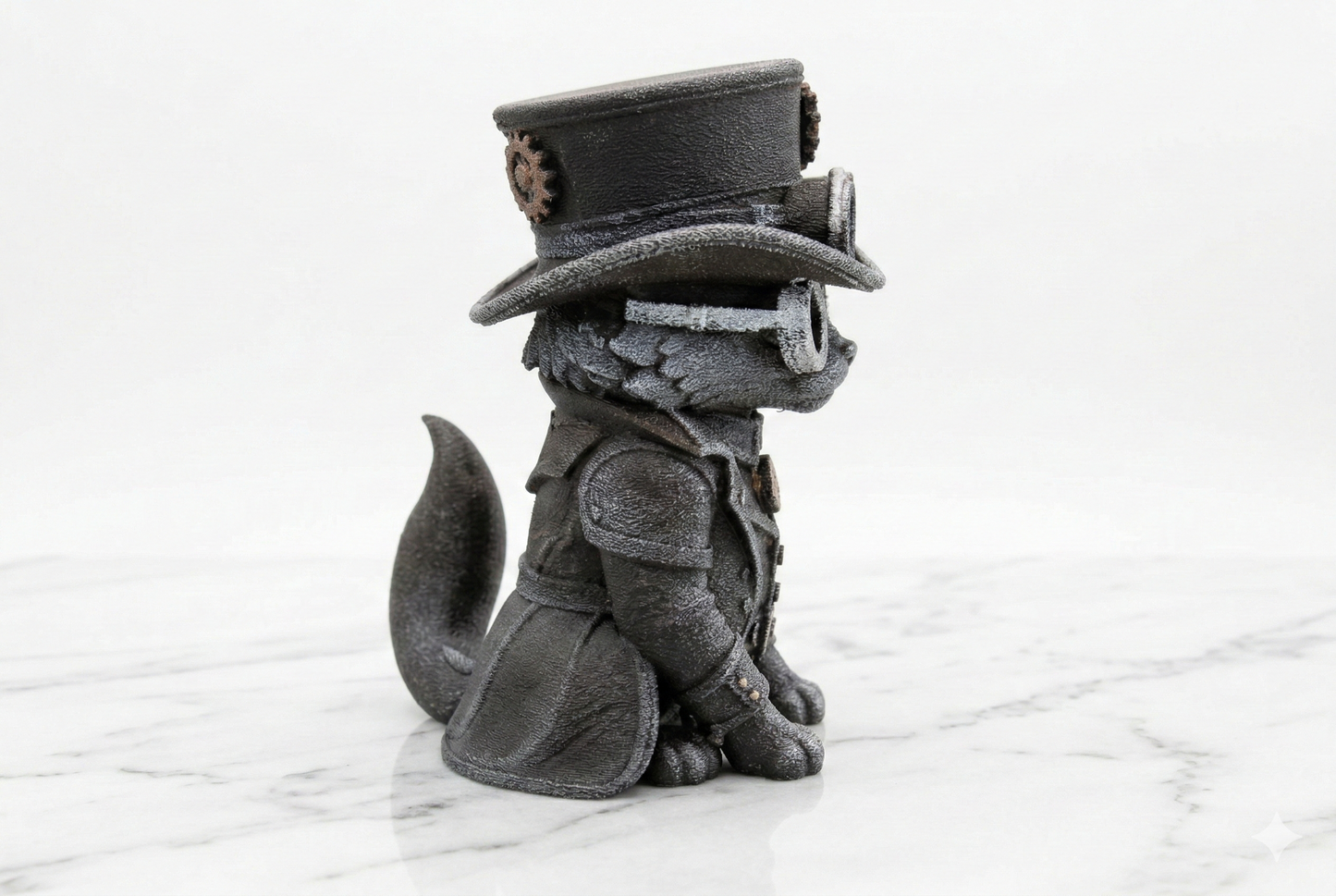 Steampunk Cat Figurine – Hand Painted Decorative Sculpture (15 cm)