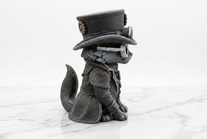 Steampunk Cat Figurine – Hand Painted Decorative Sculpture (15 cm)