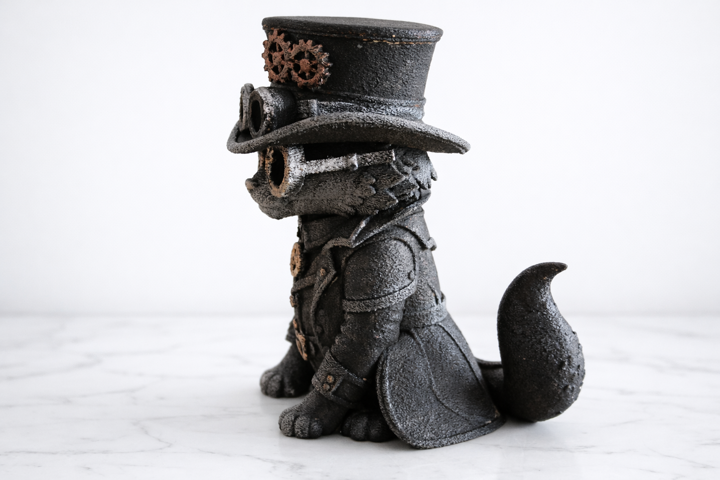 Steampunk Cat Figurine – Hand Painted Decorative Sculpture (15 cm)