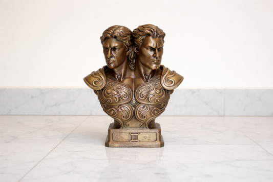 Gemini Zodiac Hand Painted Bust Sculpture – Duality & Air Sign Decorative Figure