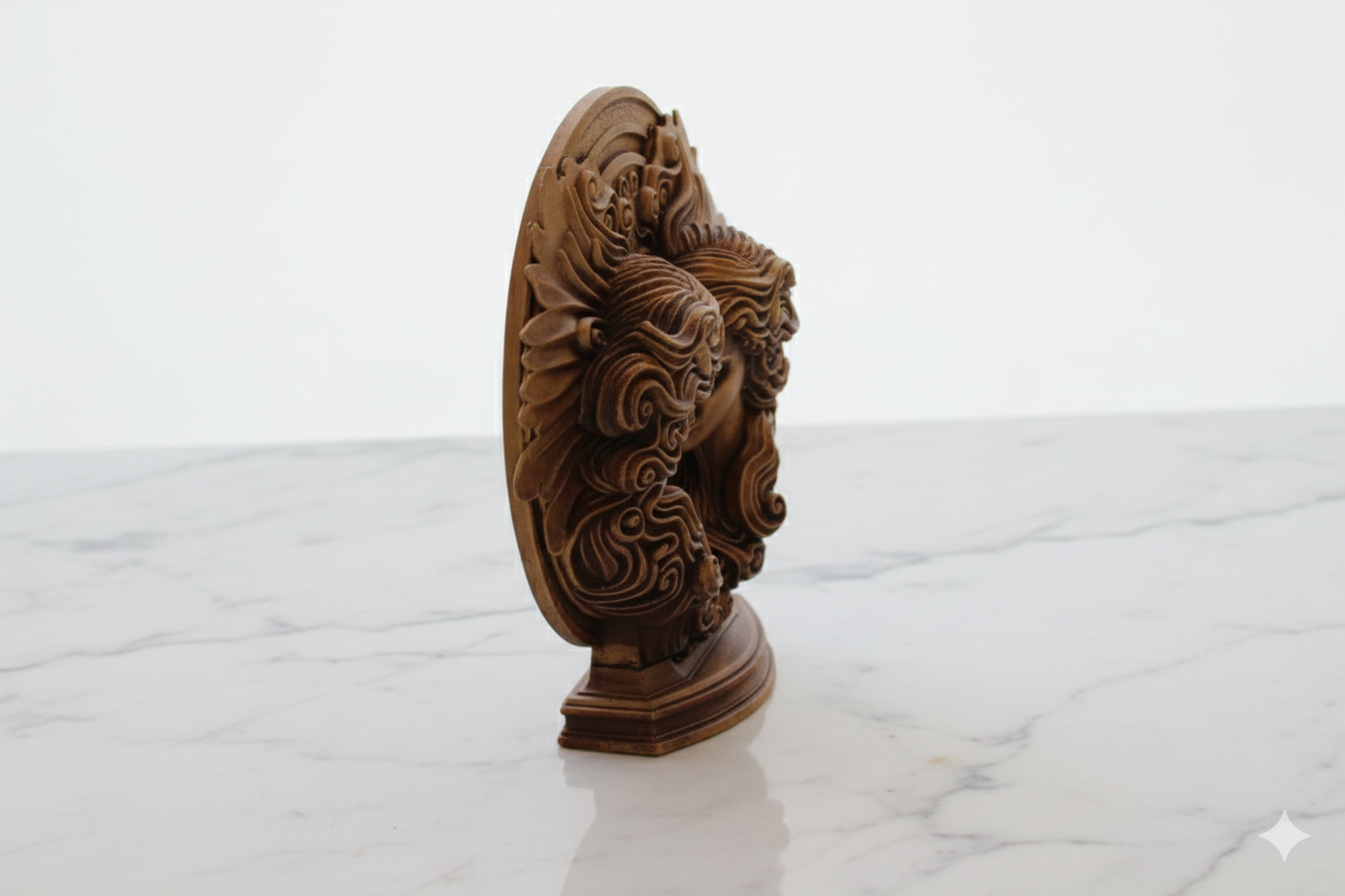 Gemini Zodiac Symbol Sculpture – Bronze Finish / Hand painted