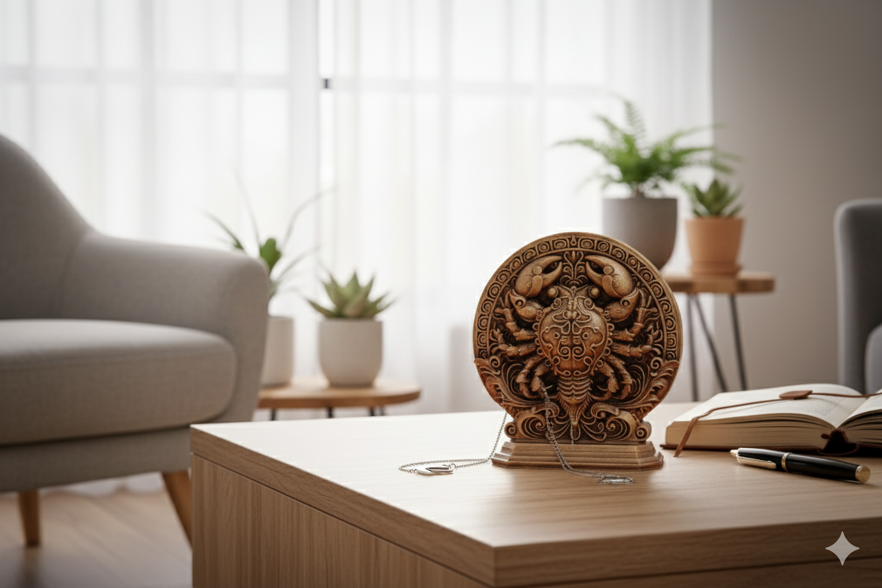 Cancer Zodiac Symbol Sculpture – Bronze Finish / Hand painted