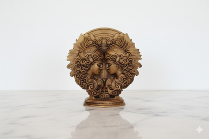 Gemini Zodiac Symbol Sculpture – Bronze Finish / Hand painted