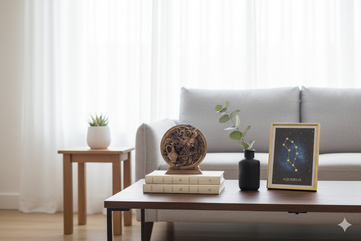 Aquarius Zodiac Decorative Sculpture - Bronze finish / Hand Painted