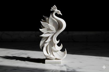 Figura decorativa «Fénix elegante» – Escultura minimalista blanca