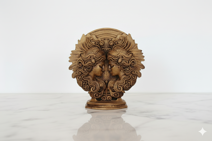 Gemini Zodiac Symbol Sculpture – Bronze Finish / Hand painted