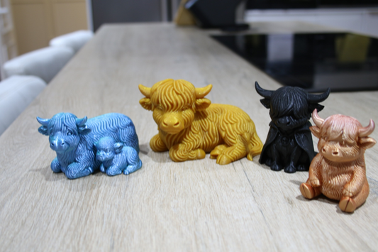 Lucky Highland Cows” Decorative Figures — colorful design cow set