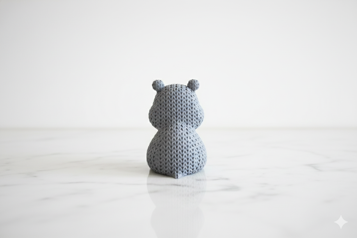 Knitted-Style Hippo Figurine – Cute Cozy Decorative Sculpture
