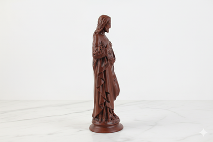 Sacred Heart of Jesus – Hand-Painted Wooden Effect Statue (18 cm)