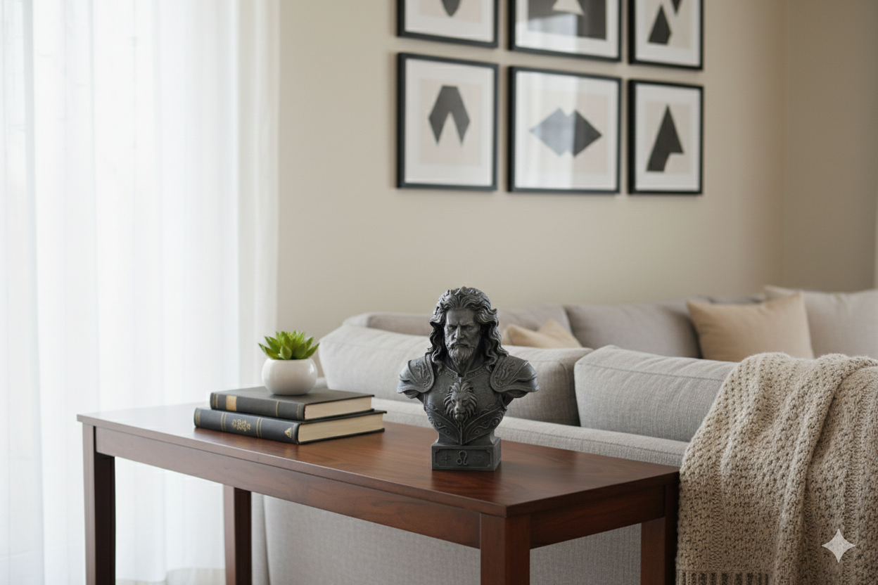 Leo Warrior Bust – Hand-Painted Decorative Sculpture