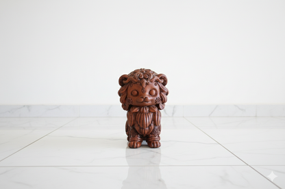 Decorative Lion Figurine – Hand painted Wood Effect Finish | Look Art Sculpture