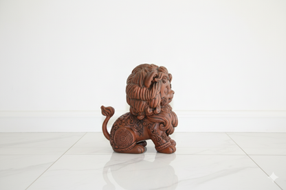 Decorative Lion Figurine – Hand painted Wood Effect Finish | Look Art Sculpture