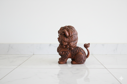 Decorative Lion Figurine – Hand painted Wood Effect Finish | Look Art Sculpture