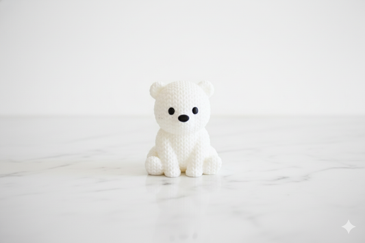 Knitted-Style White Bear Figurine – Cute Cozy Decorative Sculpture