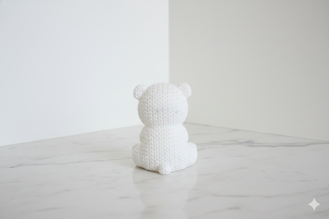 Knitted-Style White Bear Figurine – Cute Cozy Decorative Sculpture