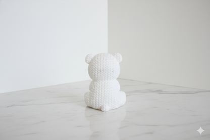 Knitted-Style White Bear Figurine – Cute Cozy Decorative Sculpture
