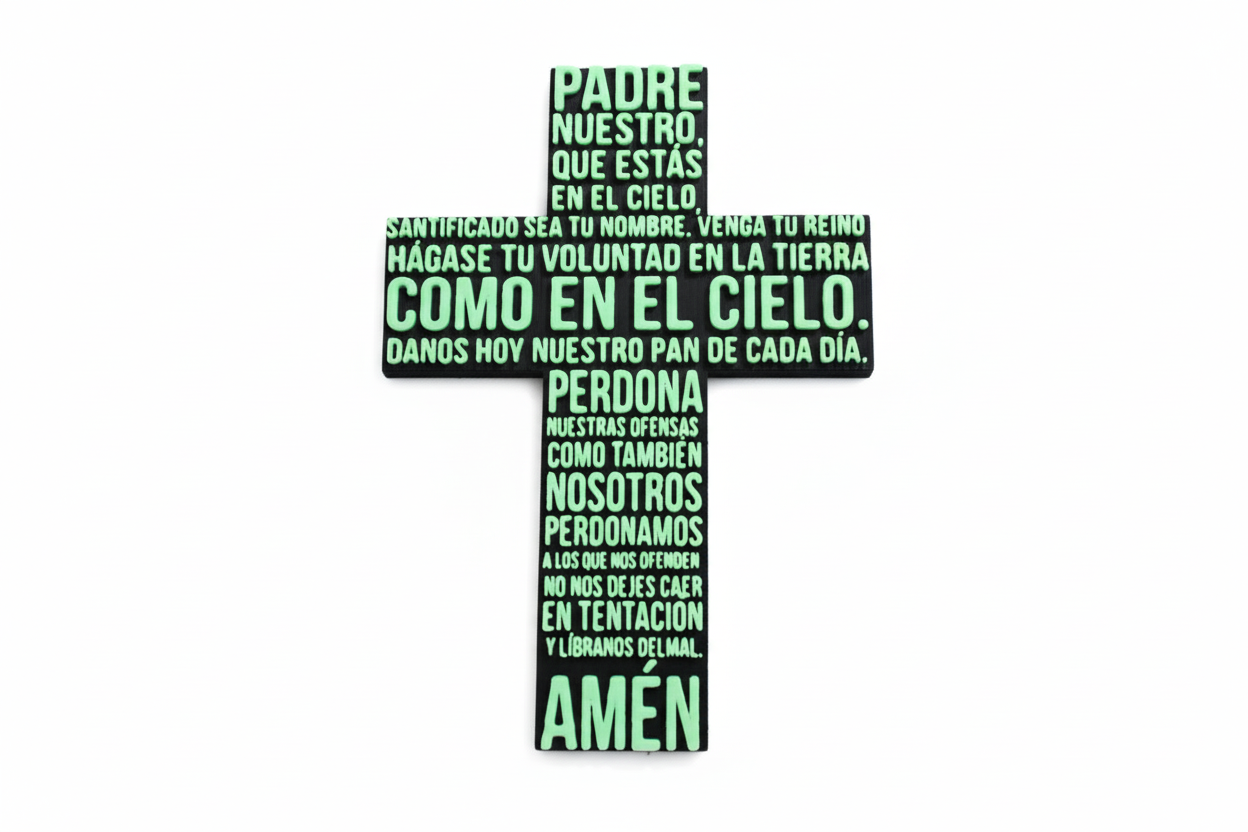 Glow-in-the-Dark Lord’s Prayer Cross – Sacred Wall Art