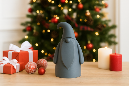 Figura minimalista de Papá Noel gris: decoración navideña nórdica moderna