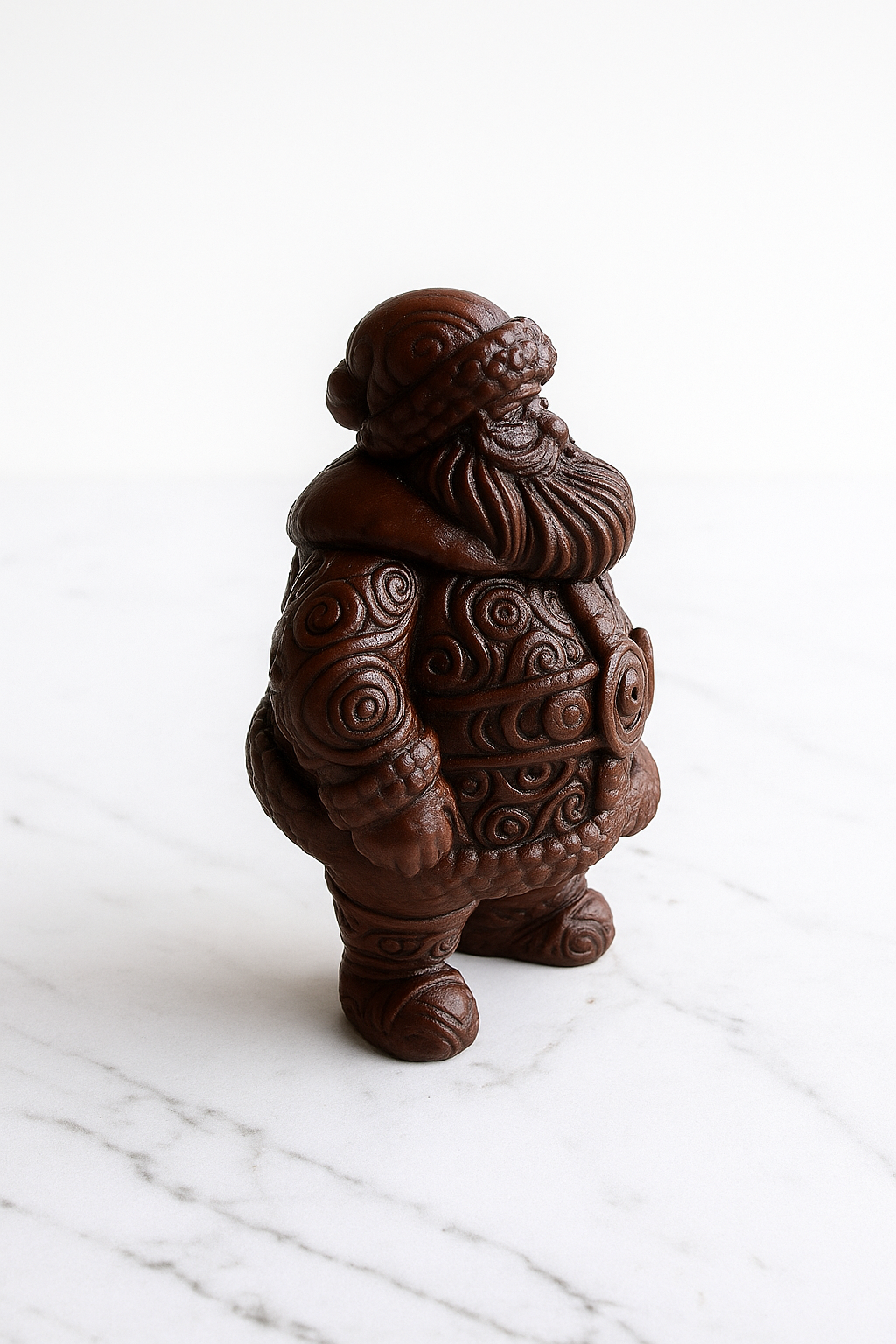 Escultura navideña con efecto madera de Papá Noel ornamental