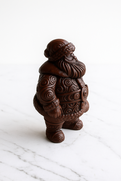 Escultura navideña con efecto madera de Papá Noel ornamental