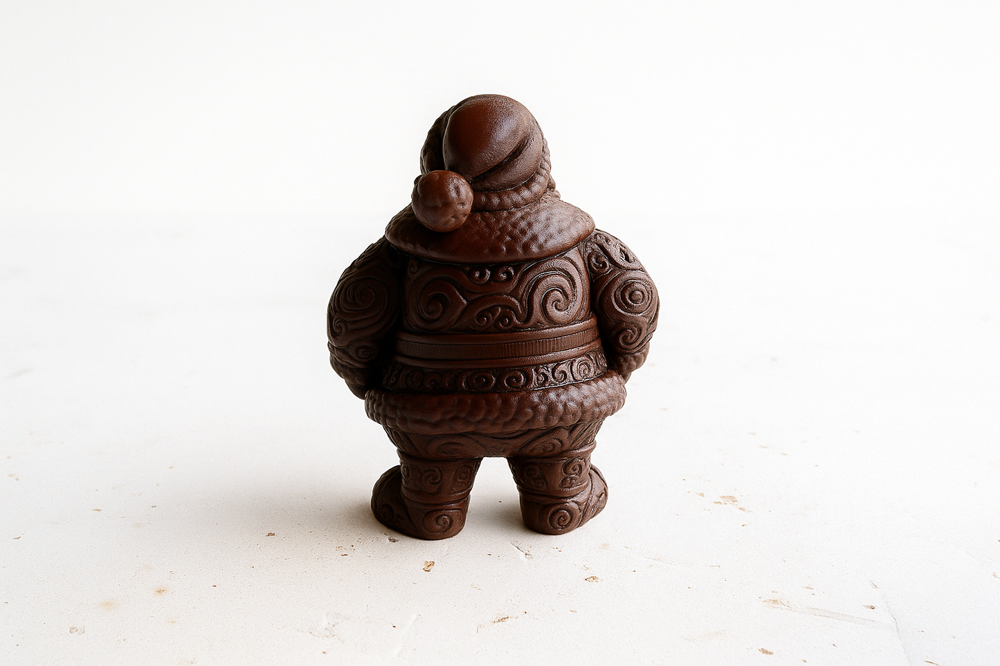 Escultura navideña con efecto madera de Papá Noel ornamental