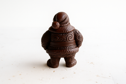 Escultura navideña con efecto madera de Papá Noel ornamental