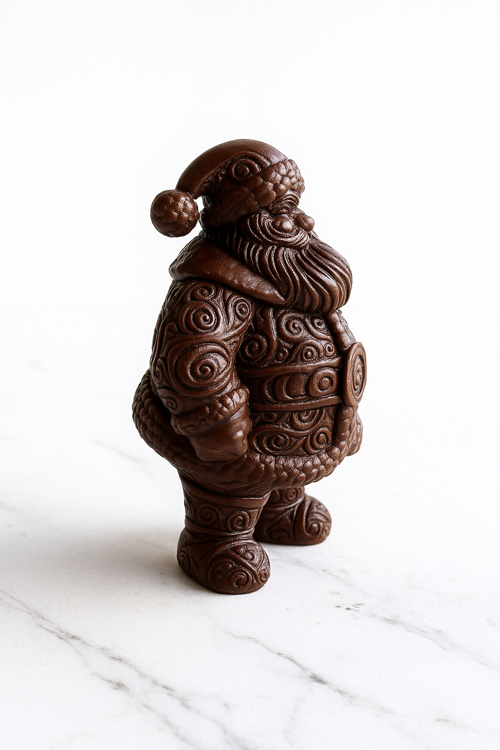 Escultura navideña con efecto madera de Papá Noel ornamental