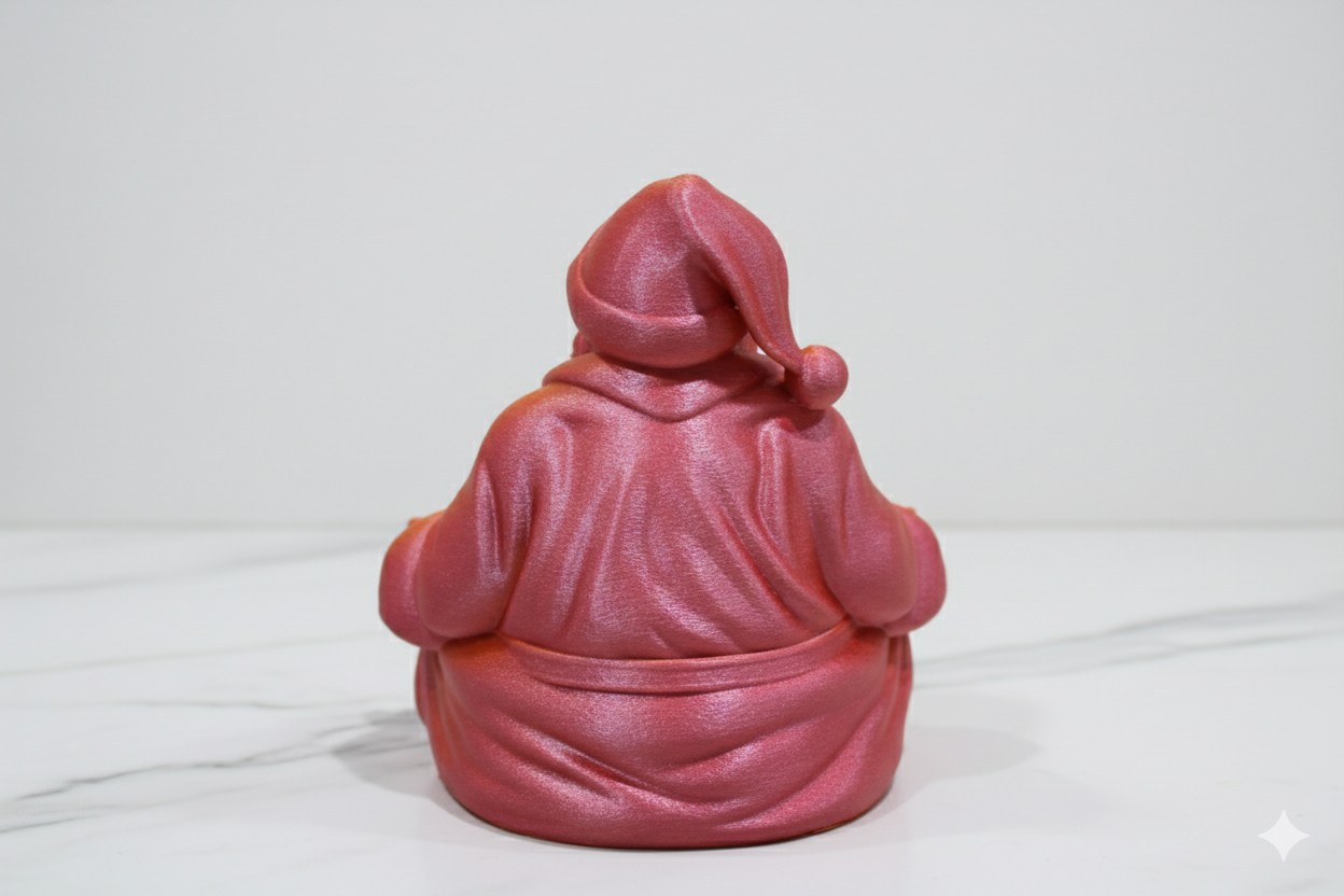 🎅 Papá Noel meditando – Figura navideña dorada