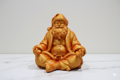 🎅 Papá Noel meditando – Figura navideña dorada