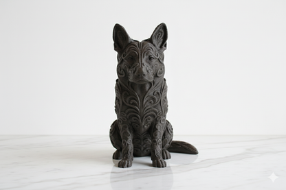 German Shepherd Statue – Hand-Painted Stone Effect Sculpture