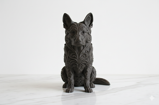 German Shepherd Statue – Hand-Painted Stone Effect Sculpture