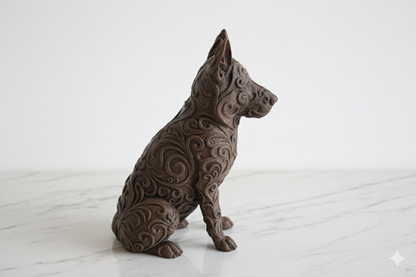 German Shepherd Statue – Hand-Painted Stone Effect Sculpture