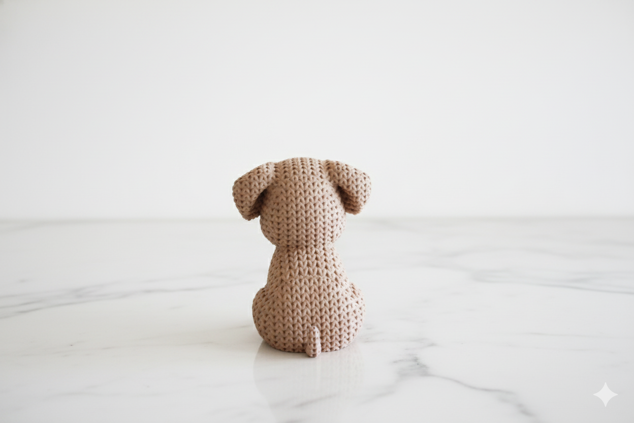 Knitted-Style Puppy Figurine – Cute Decorative Dog Sculpture
