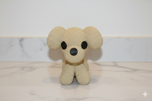 Cute Knitted-Style Dog Decorative Figurine – Beige