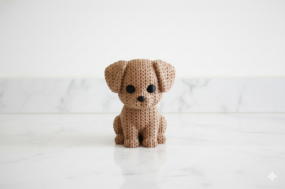 Knitted-Style Puppy Figurine – Cute Decorative Dog Sculpture
