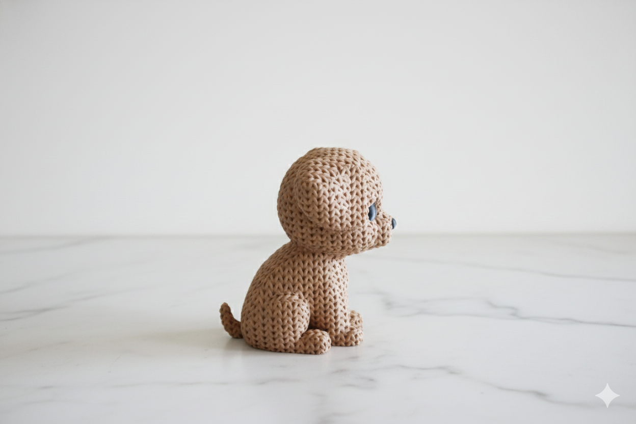 Knitted-Style Puppy Figurine – Cute Decorative Dog Sculpture